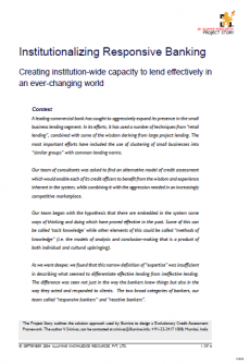 Institutionalizing Responsive Banking