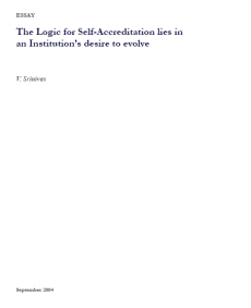 The Logic for Self-Accreditation lies in  an Institution’s desire to evolve
