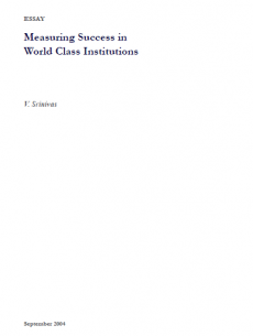 Measuring Success in  World Class Institutions