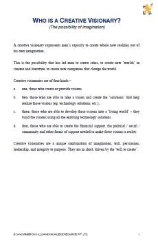 Who is a Creative Visionary?<br><small>The possibility of imagination</small>