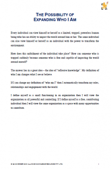 The Possibility of  Expanding Who I Am