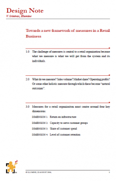 Design Note: Towards a new framework of measures in a Retail Business