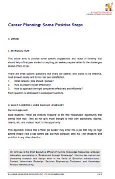 Career Planning: Some Positive Steps