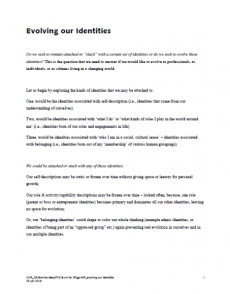 Evolving our Identities