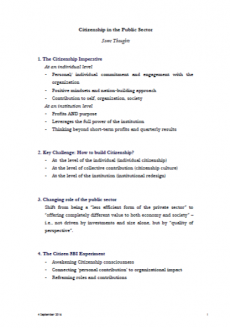 Citizenship in the Public Sector <small>Some Thoughts</small